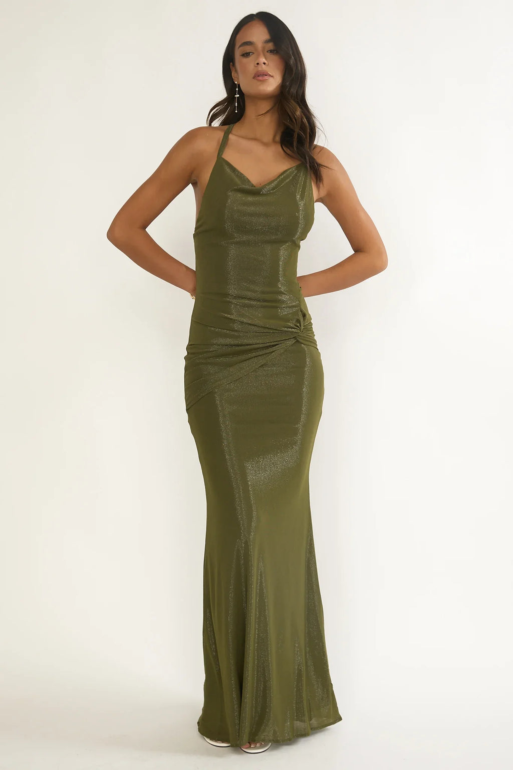 Oralia Criss-Cross Back Maxi Dress Olive