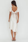 Grayson Tied Back Asymmetrical Midi Dress Champagne