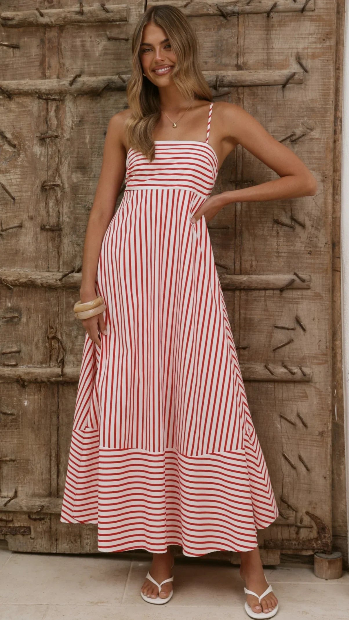 Marcel Maxi Dress - Red/White Stripe