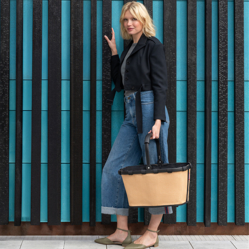 Carrybag Frame Raffia Black
