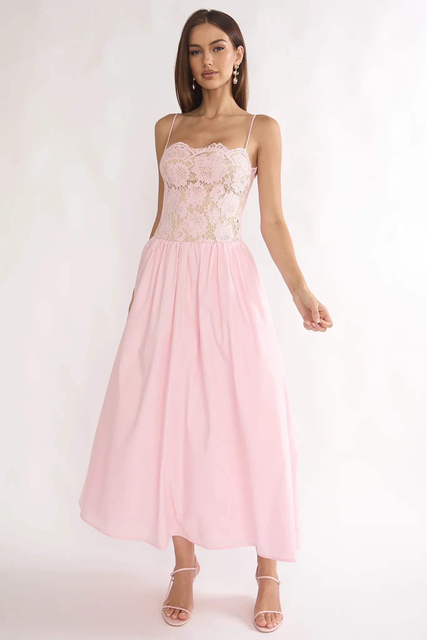 She's A Lady Lace Bodice Maxi Dress Pink