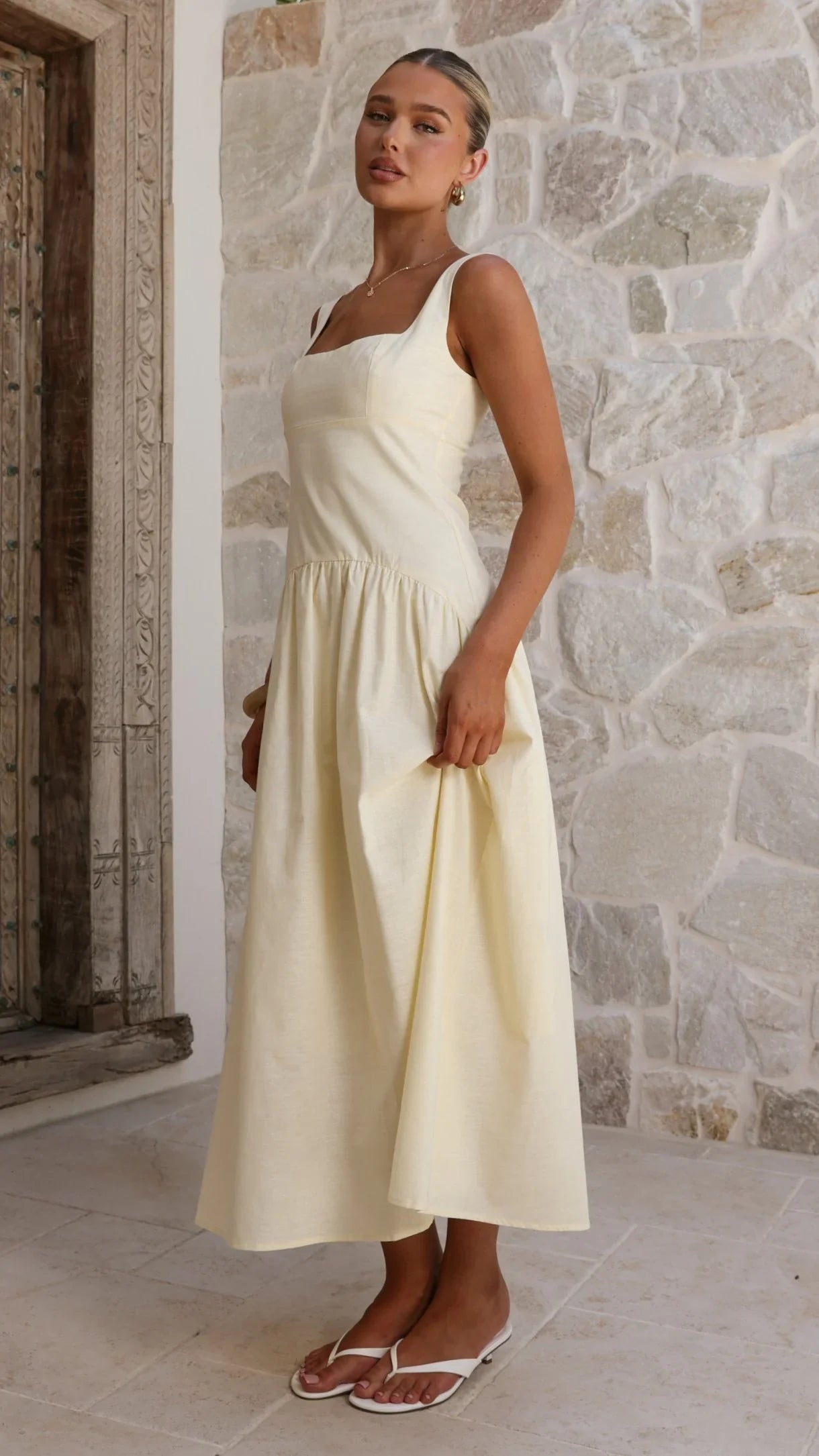 Lucy Drop Waist Maxi Dress - Butter