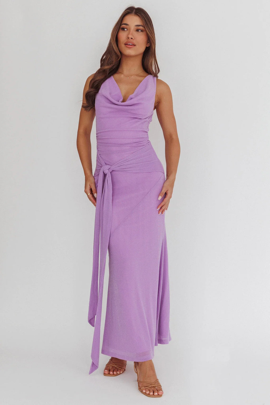 Daly Waist Sash Maxi Dress Lilac