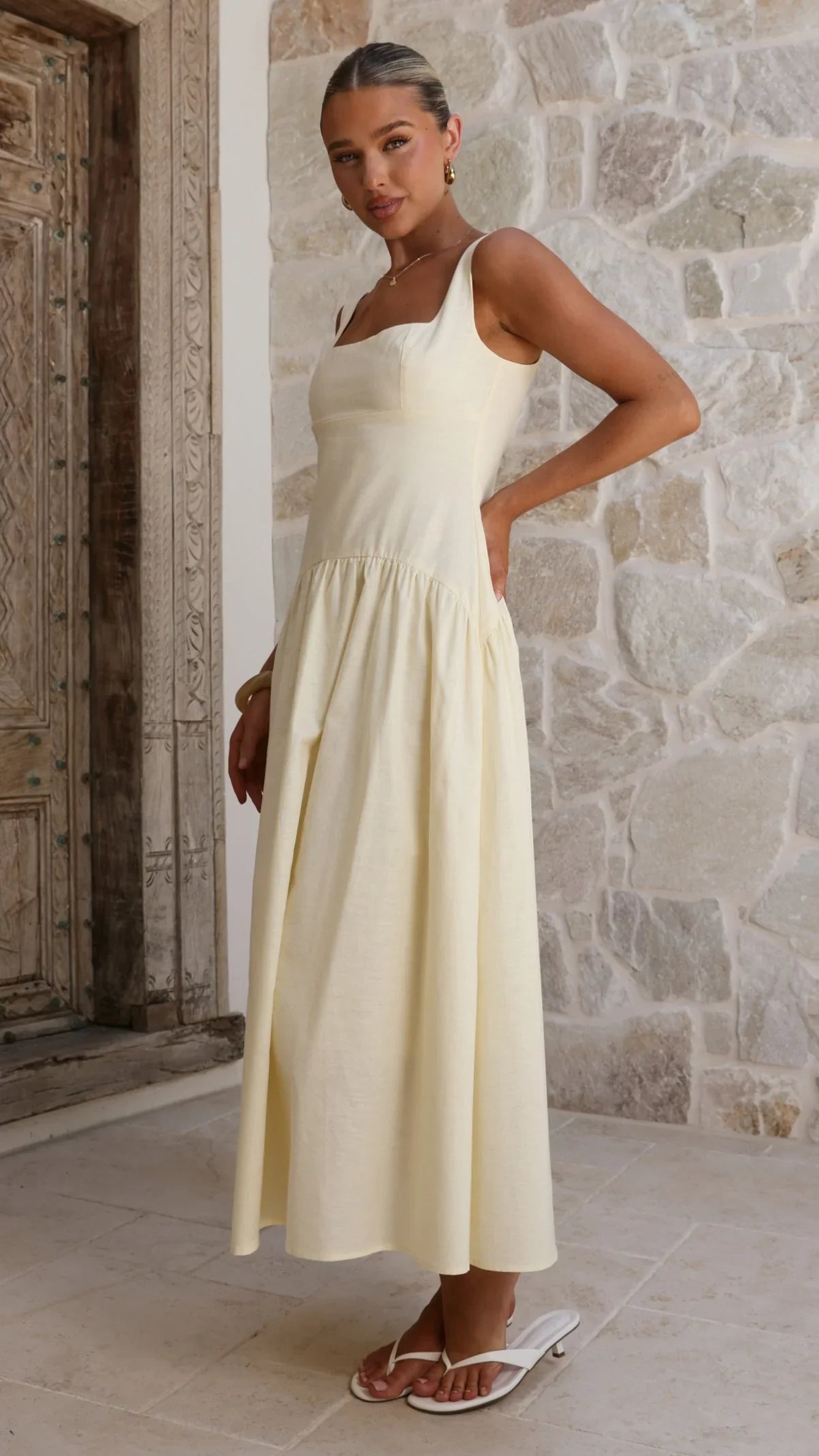 Lucy Drop Waist Maxi Dress - Butter