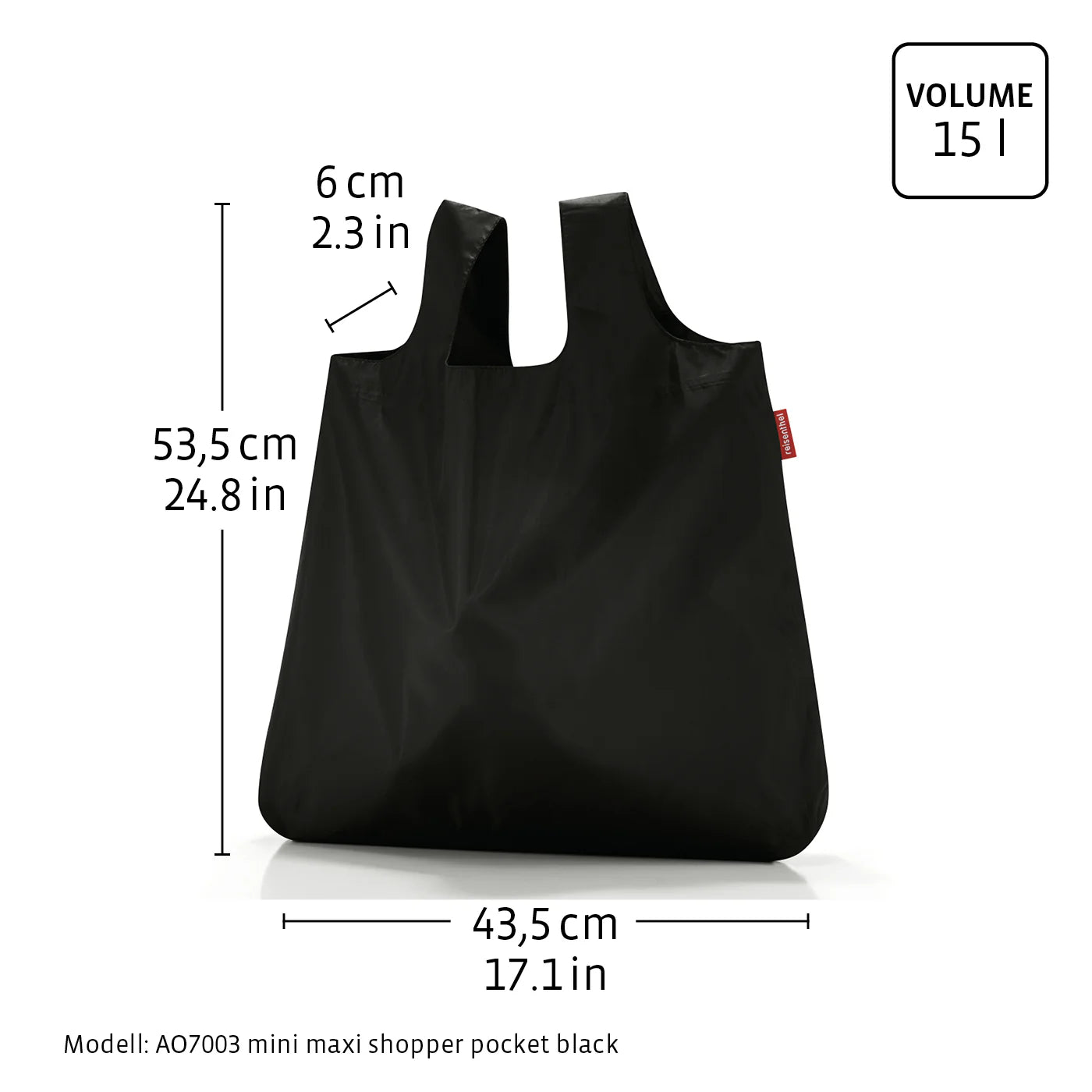 Mini Maxi Shopper Pocket Black