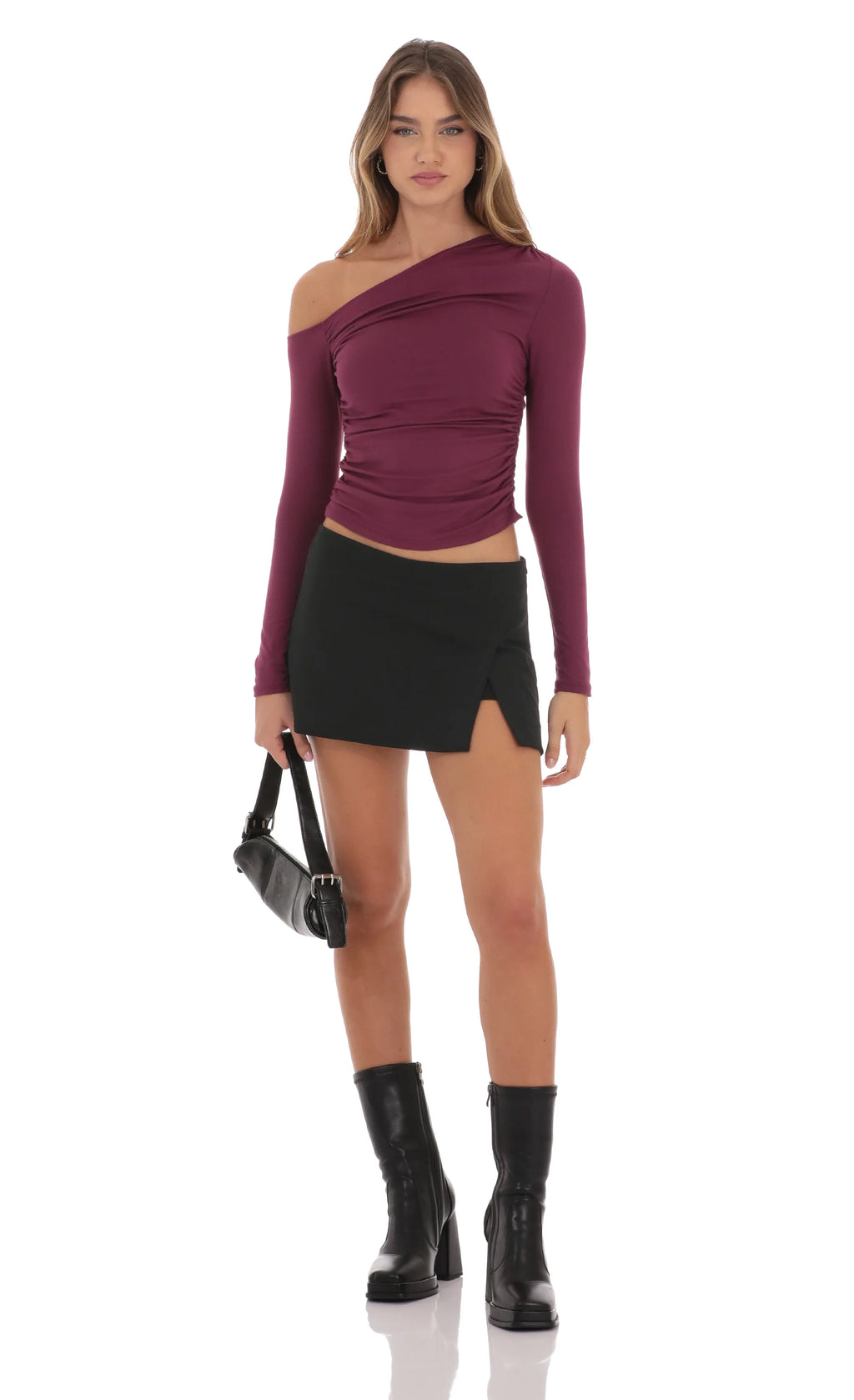 Side Slit Mini Skort in Black