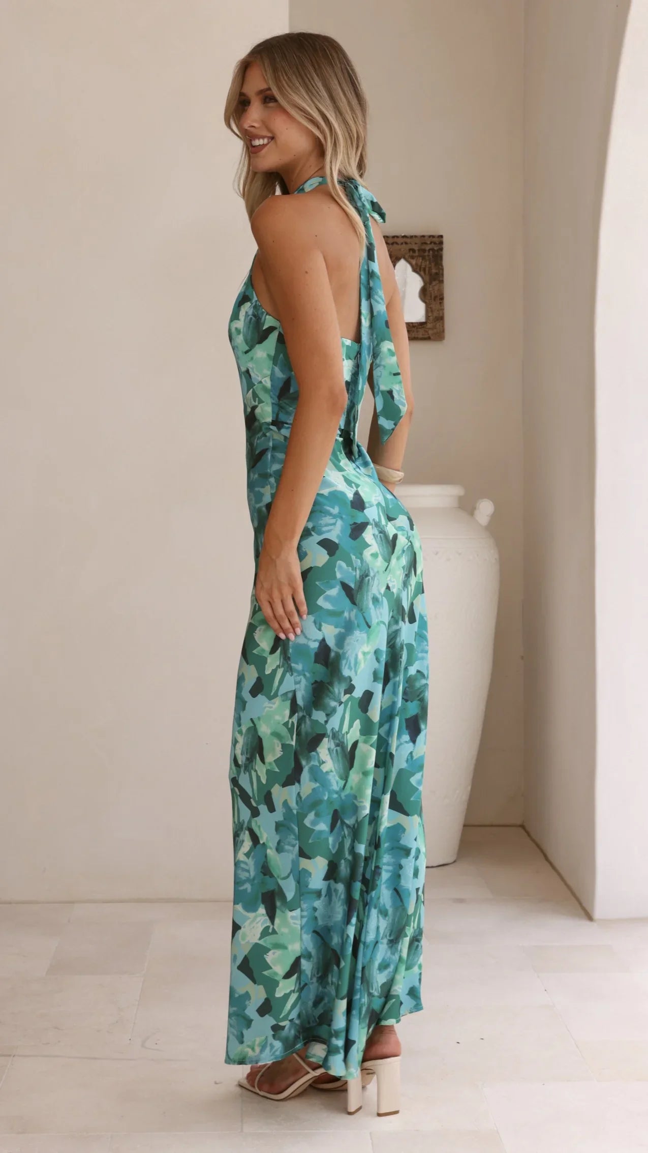 Oralia Maxi Dress - Dark Green Floral