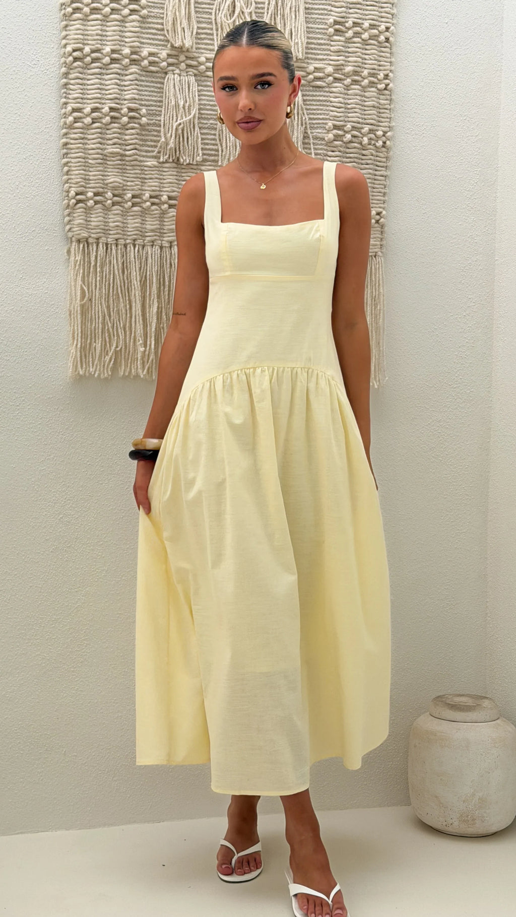 Lucy Drop Waist Maxi Dress - Butter
