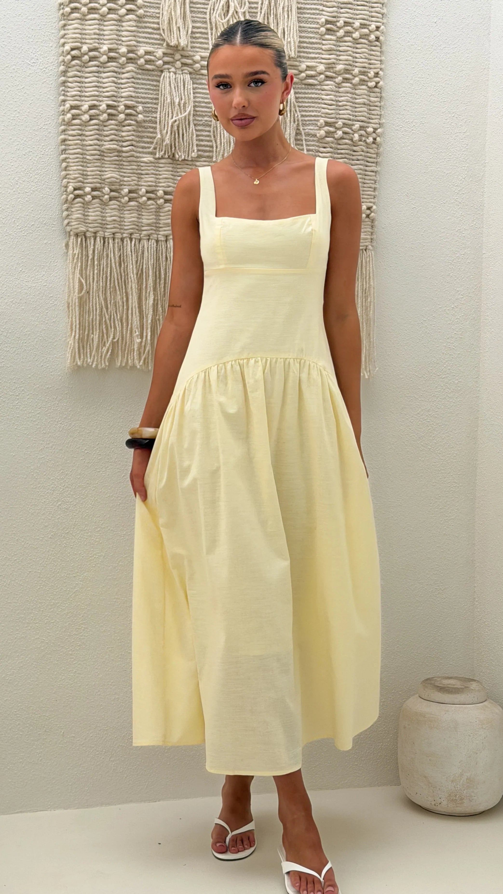 Lucy Drop Waist Maxi Dress - Butter