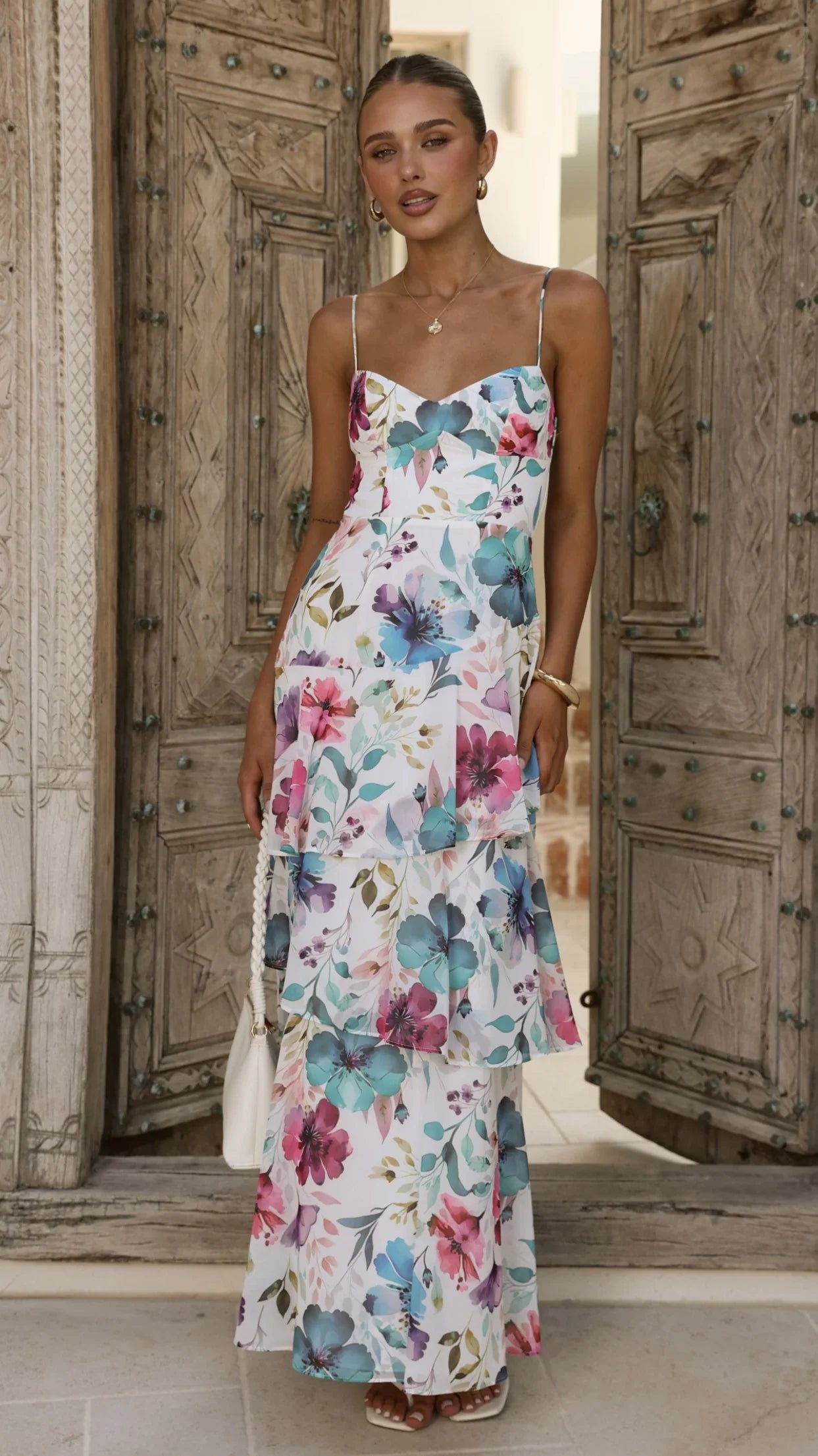 Ami Maxi Dress - Blue/Pink Floral
