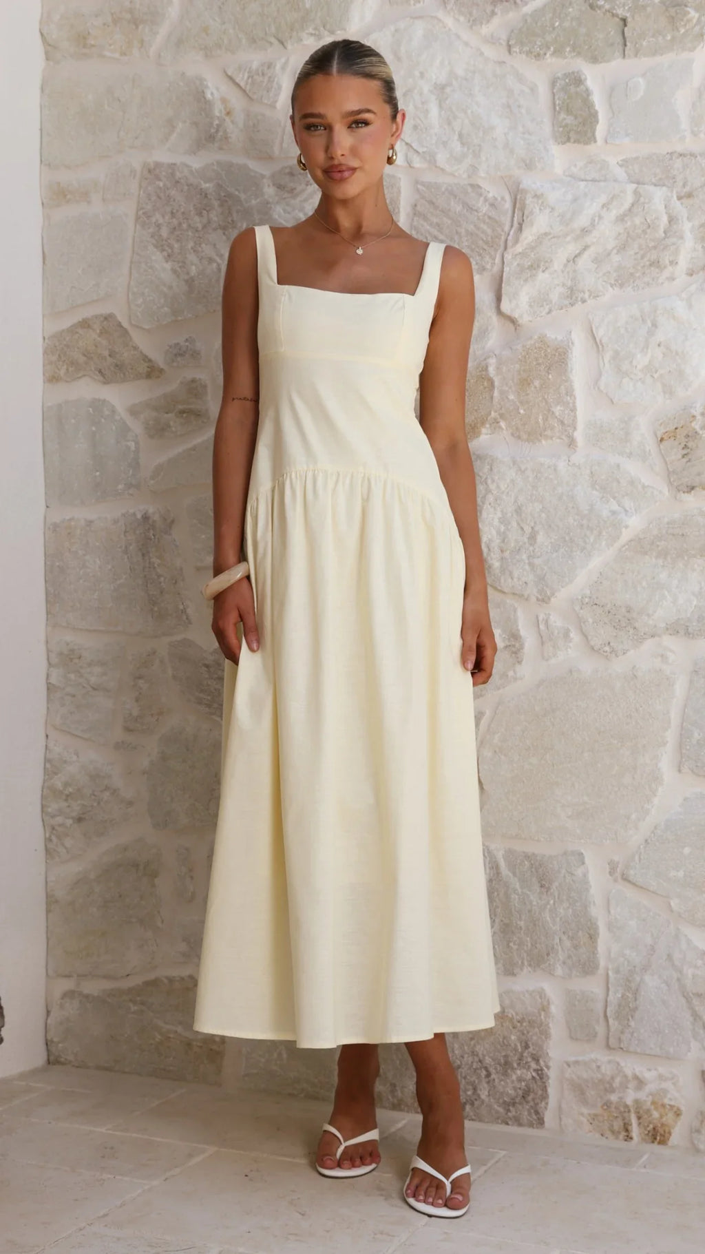 Lucy Drop Waist Maxi Dress - Butter