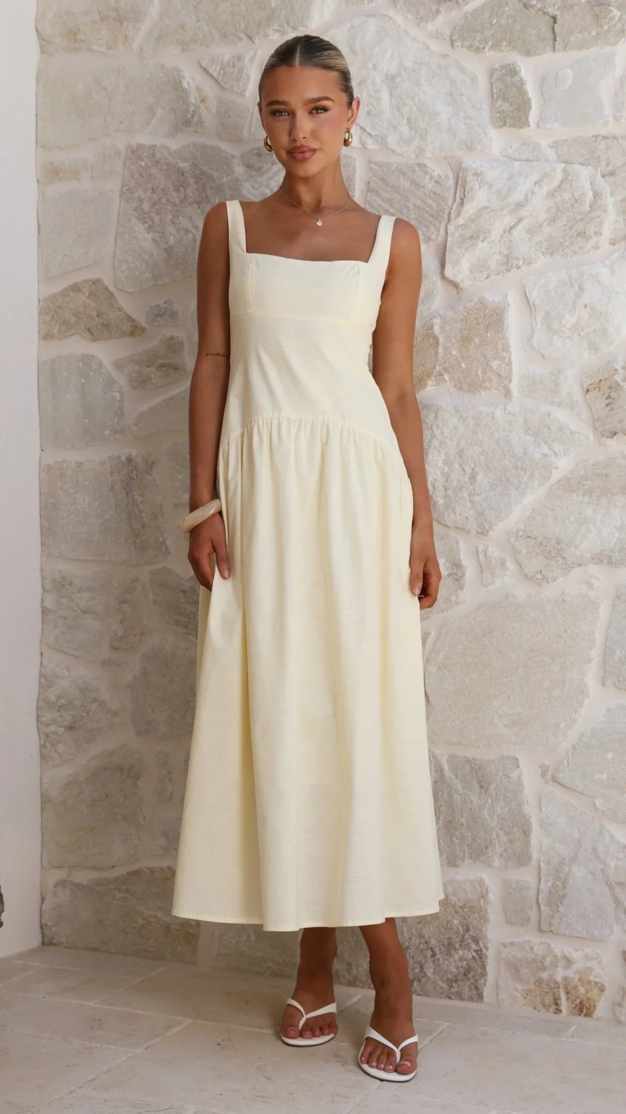 Lucy Drop Waist Maxi Dress - Butter