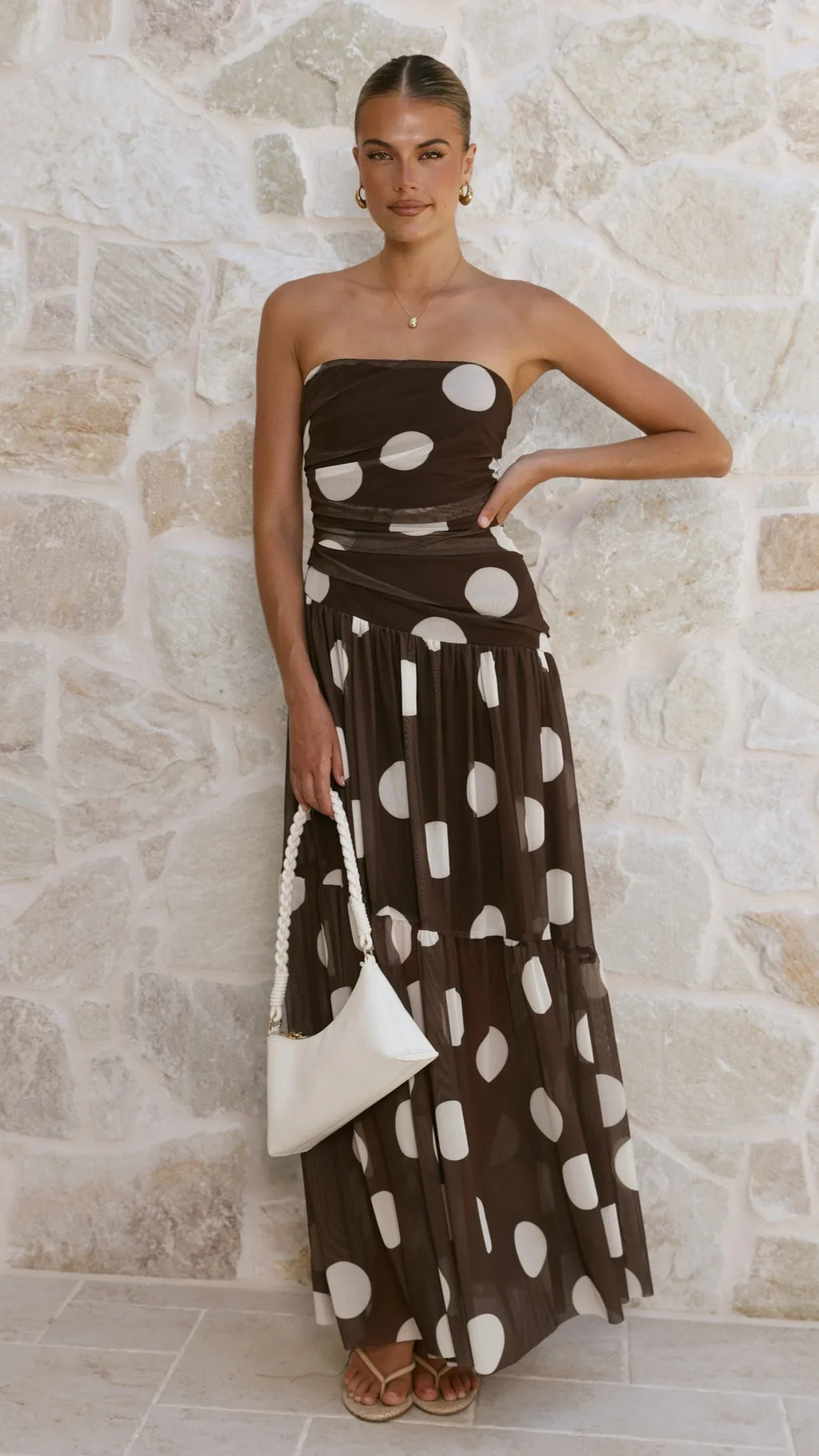 Riko Strapless Maxi Dress - Chocolate Spot