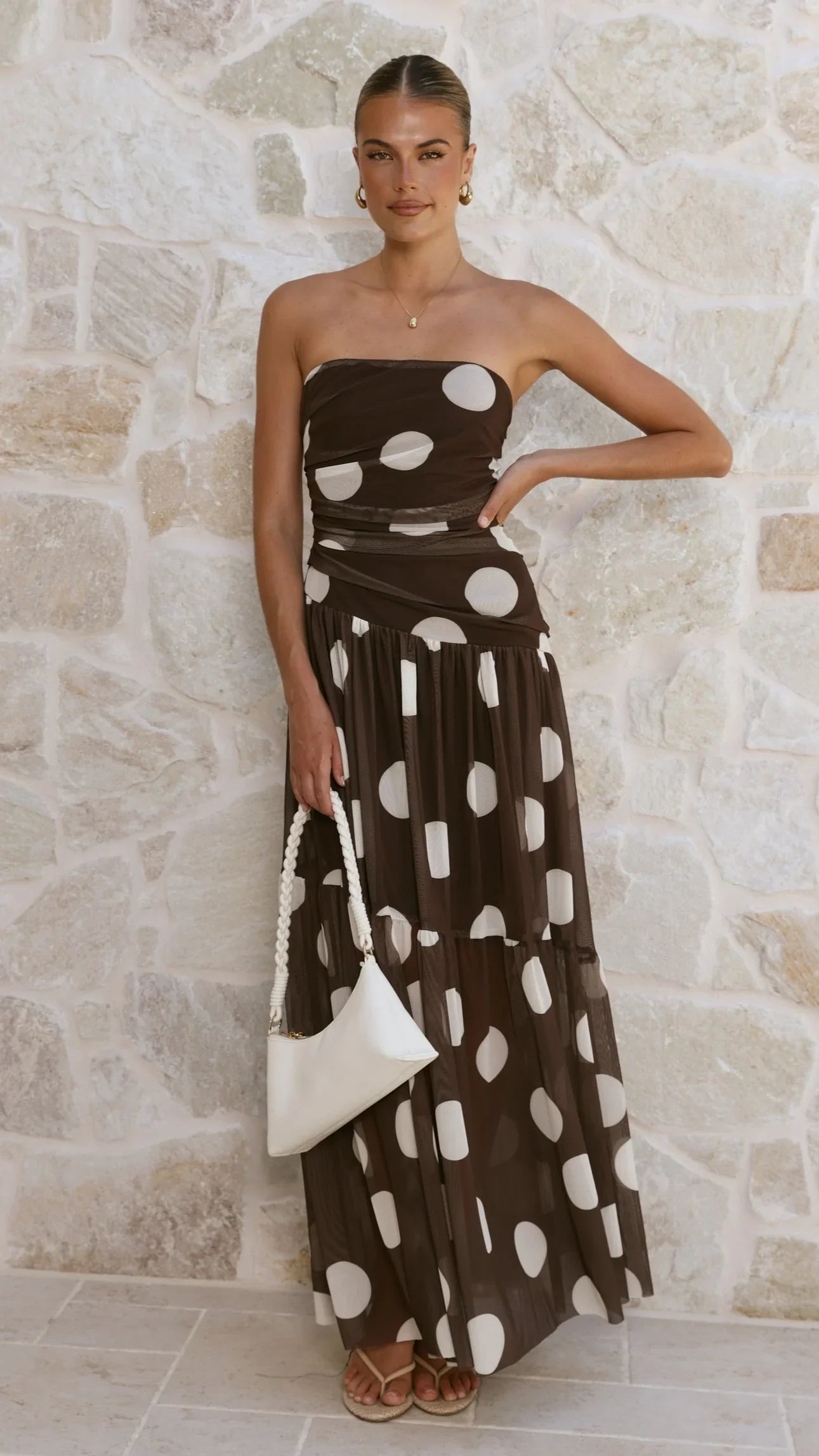 Riko Strapless Maxi Dress - Chocolate Spot