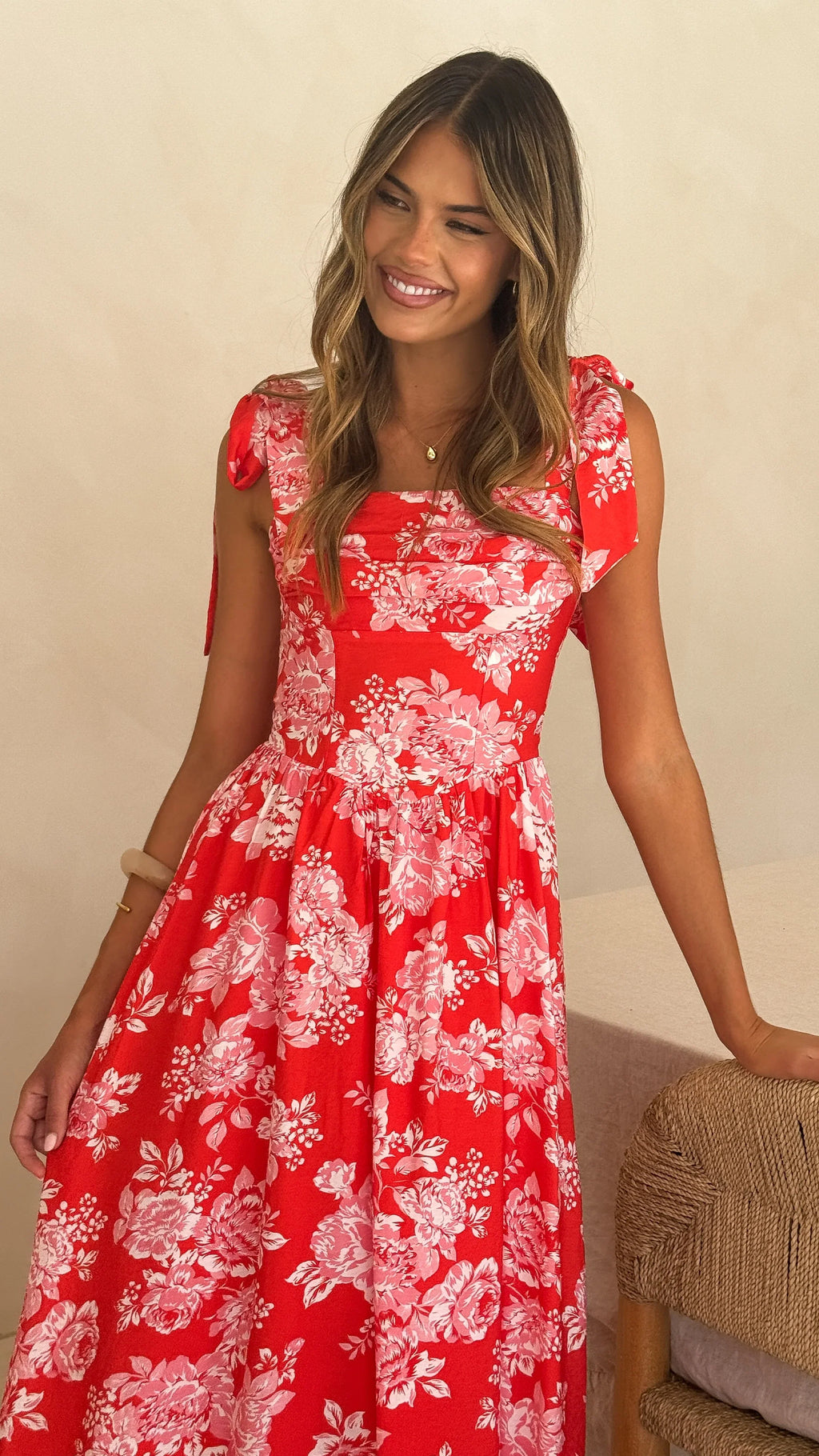 Haisley Maxi Dress - Red Floral