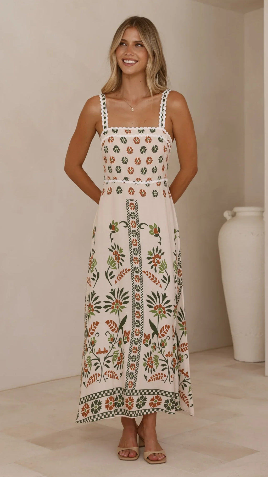 Michaela Maxi Dress - Green Floral