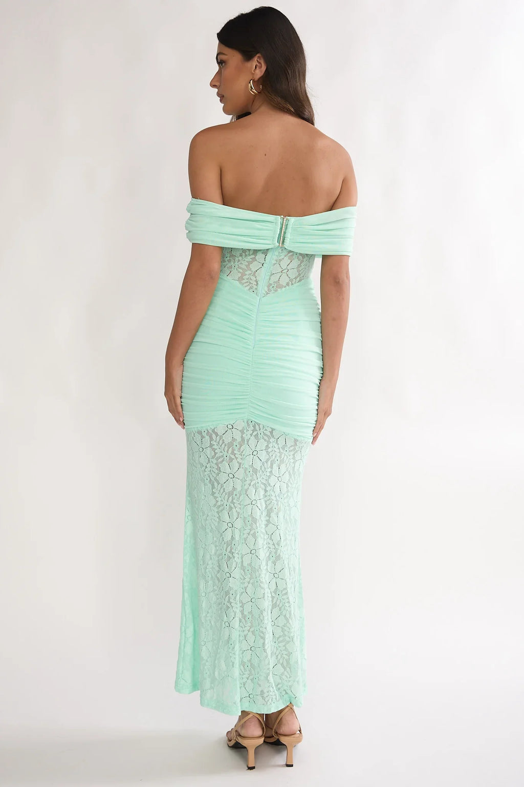 Silver Moon Off-Shoulder Maxi Dress Floral Mint