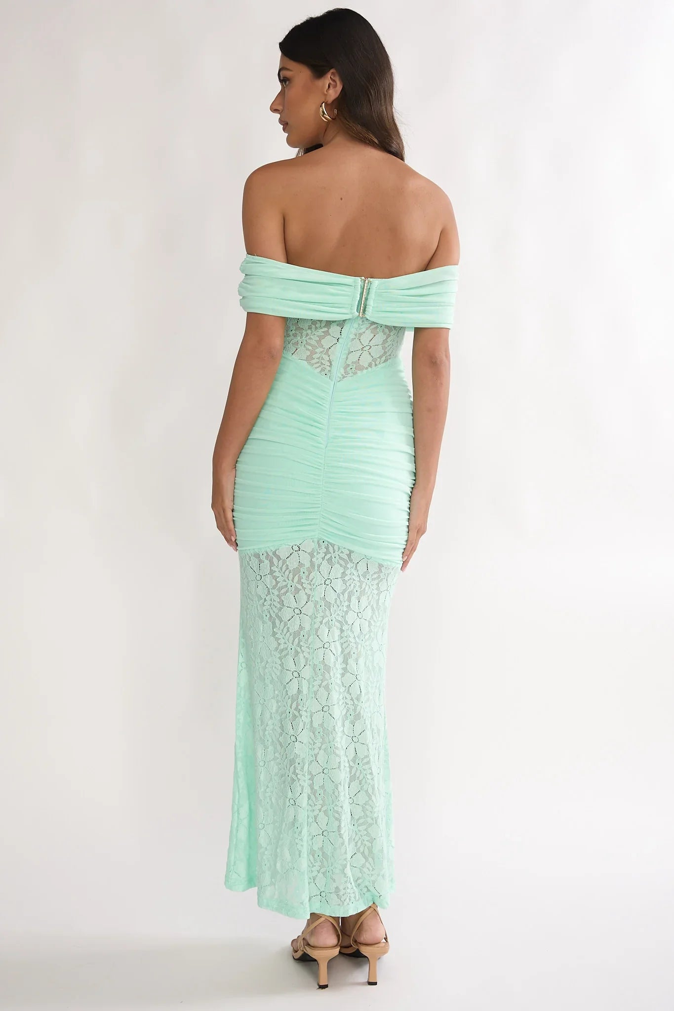 Silver Moon Off-Shoulder Maxi Dress Floral Mint