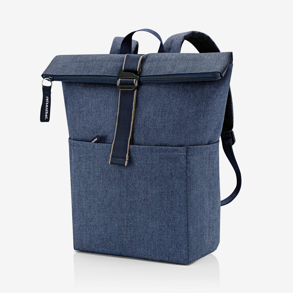 Rolltop Backpack Herringbone Dark Blue