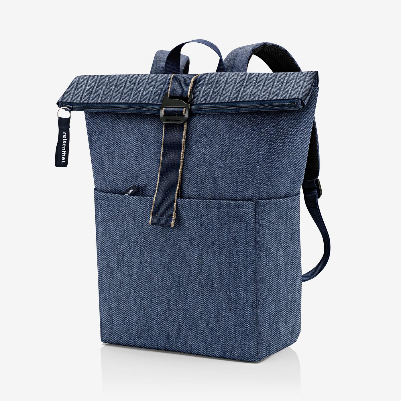Rolltop Backpack Herringbone Dark Blue