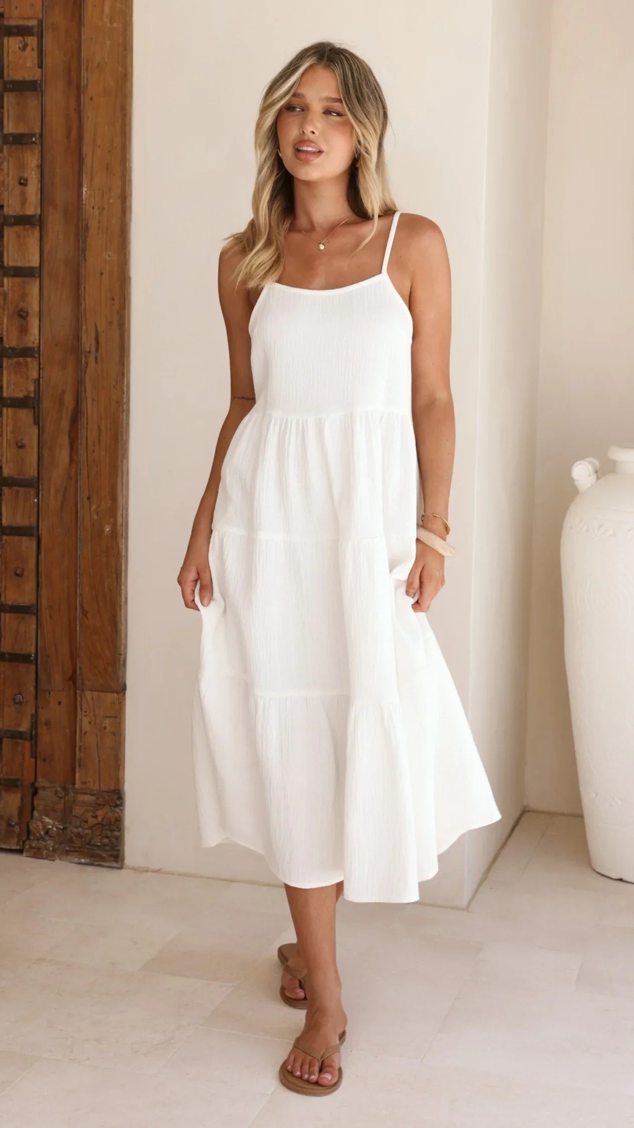 Kara Midi Dress - White