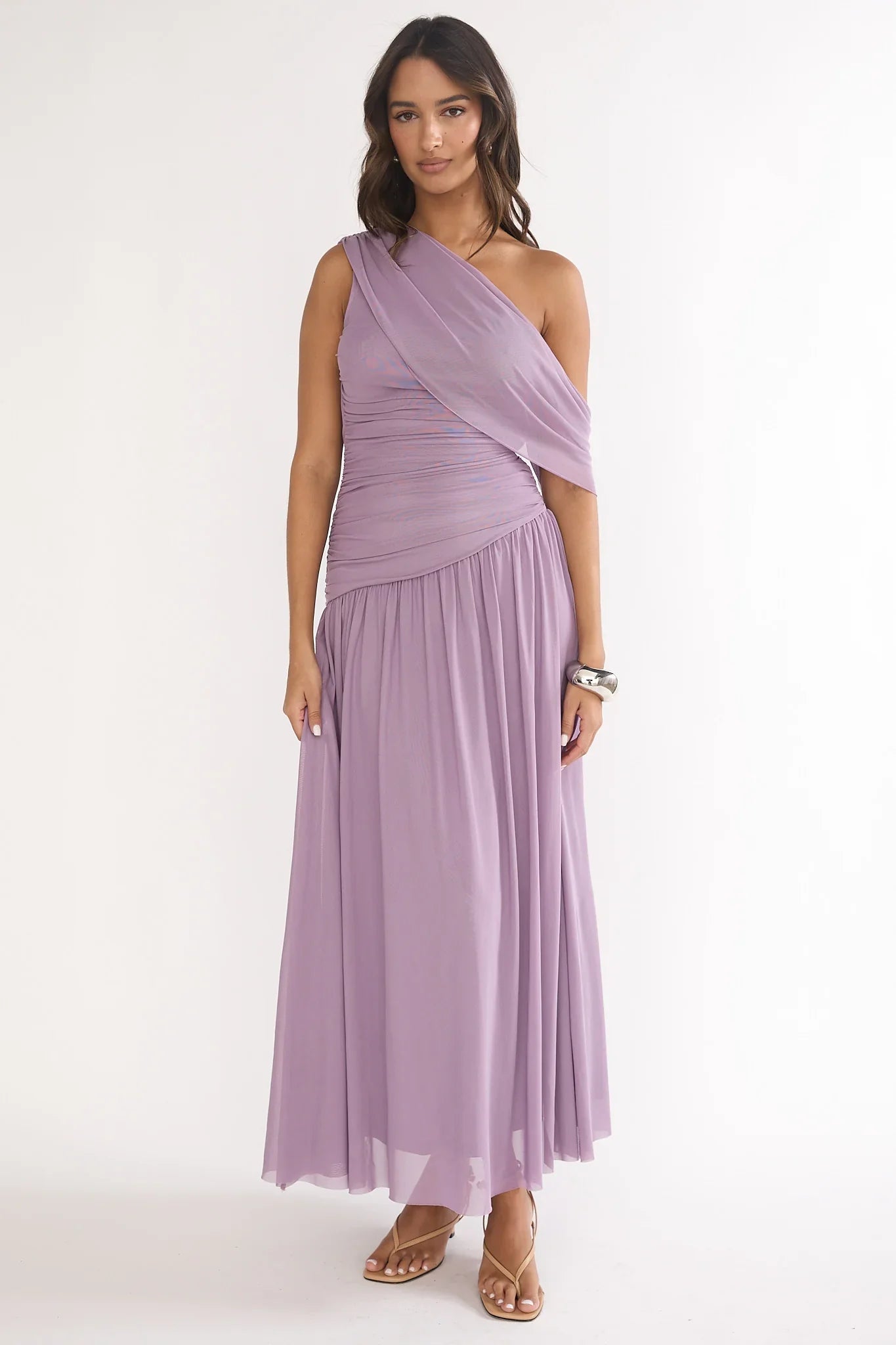 Amretha Asymmetric Neckline Maxi Dress Amethyst
