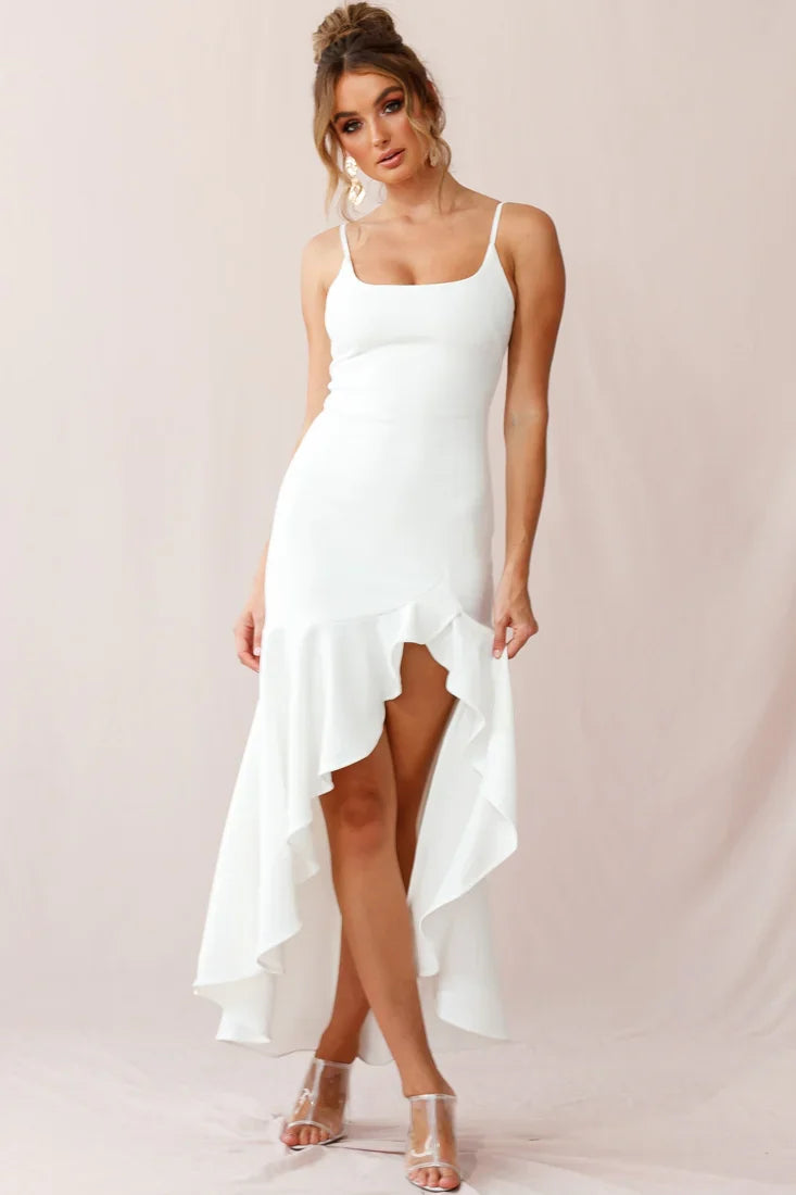 Emoji Asymmetrical Hemline Dress White
