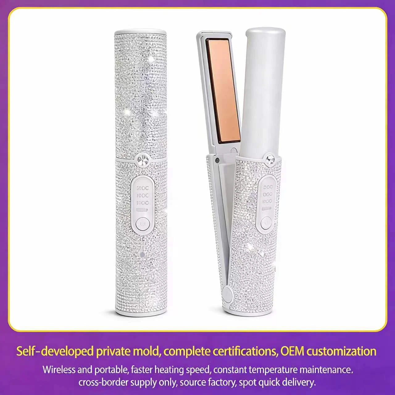 Wireless Cordless Hair Straightener 5000mAh Portable Flat Iron