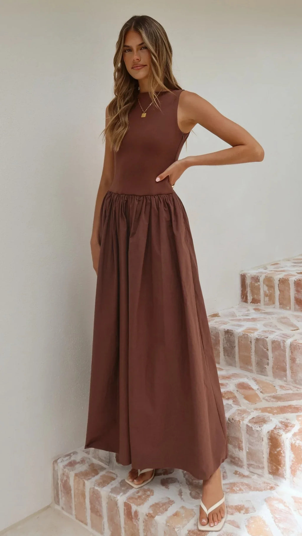 Alita Maxi Dress - Chocolate