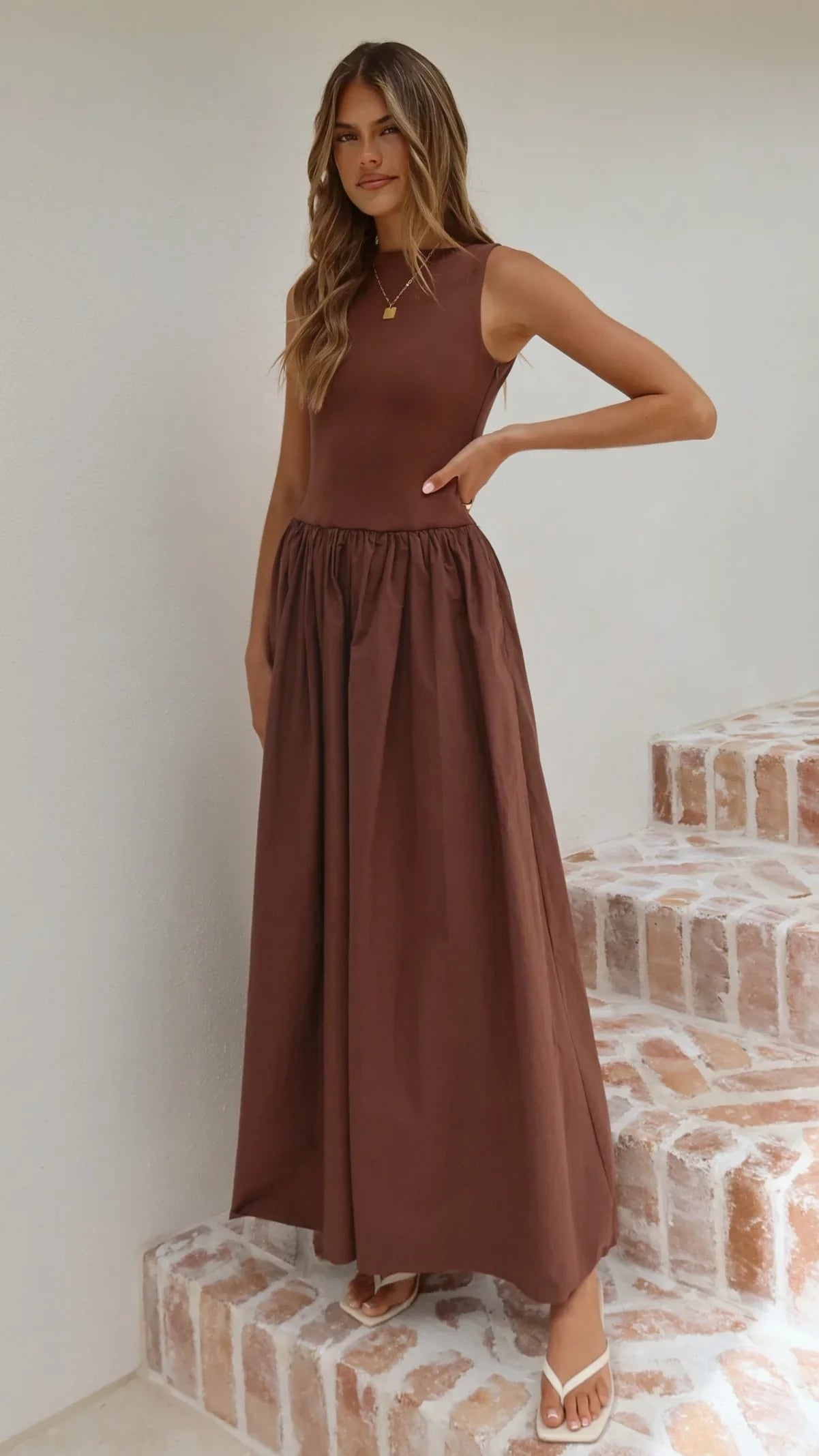 Alita Maxi Dress - Chocolate