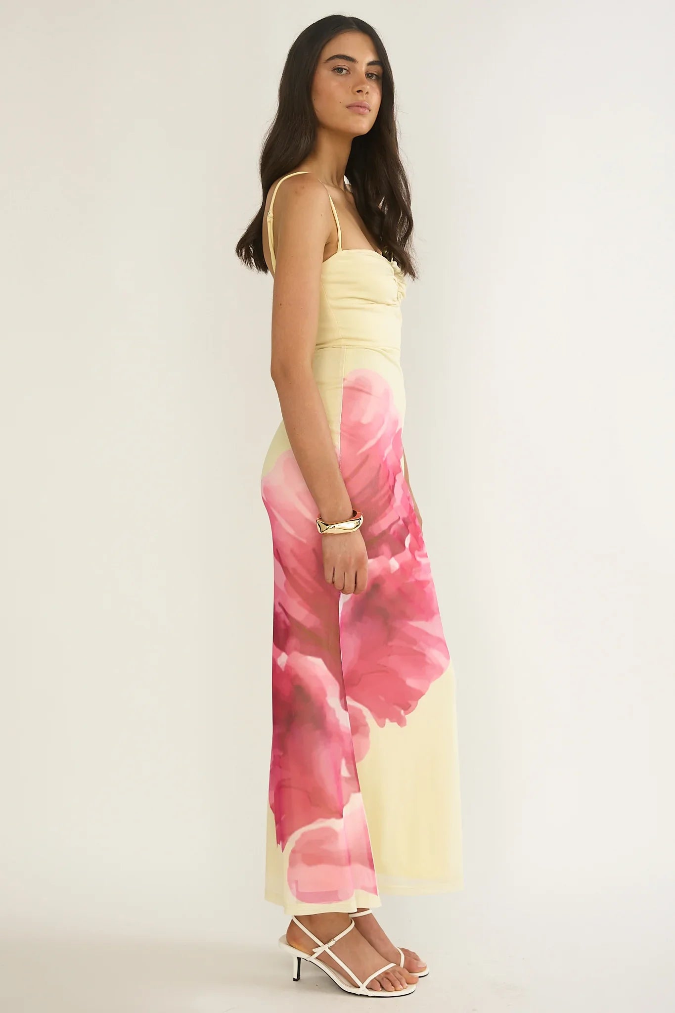 Orabella Waterdrop Wire Bust Maxi Dress Floral Butter