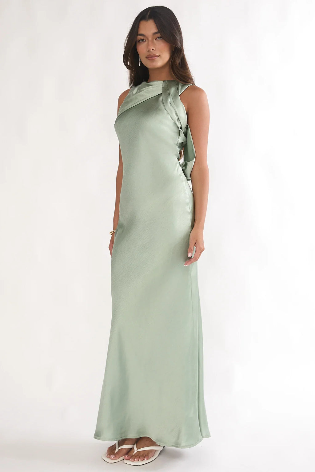 Levinia Draped Back Maxi Dress Pistachio