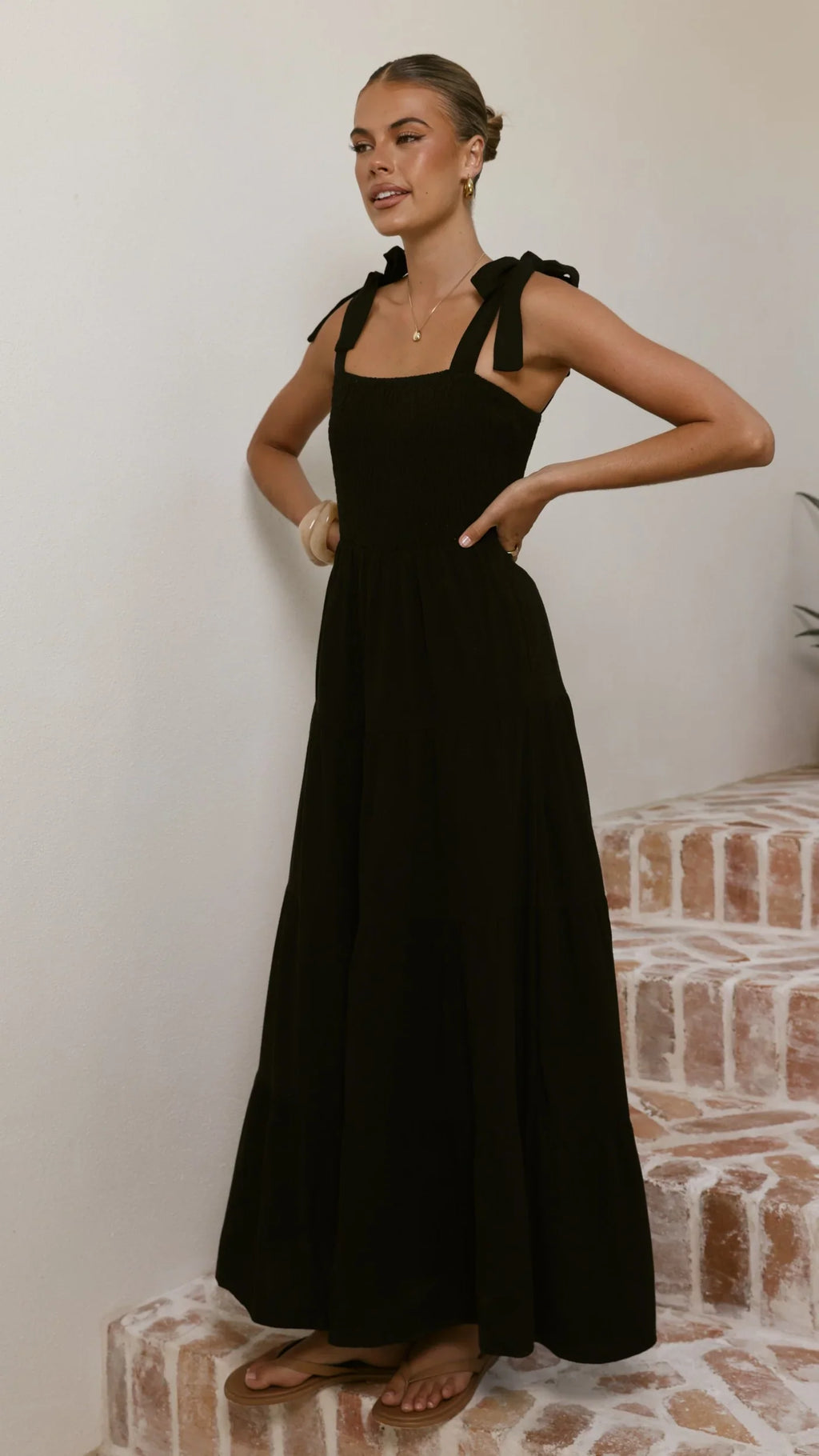 Carlina Tiered Maxi Dress - Black