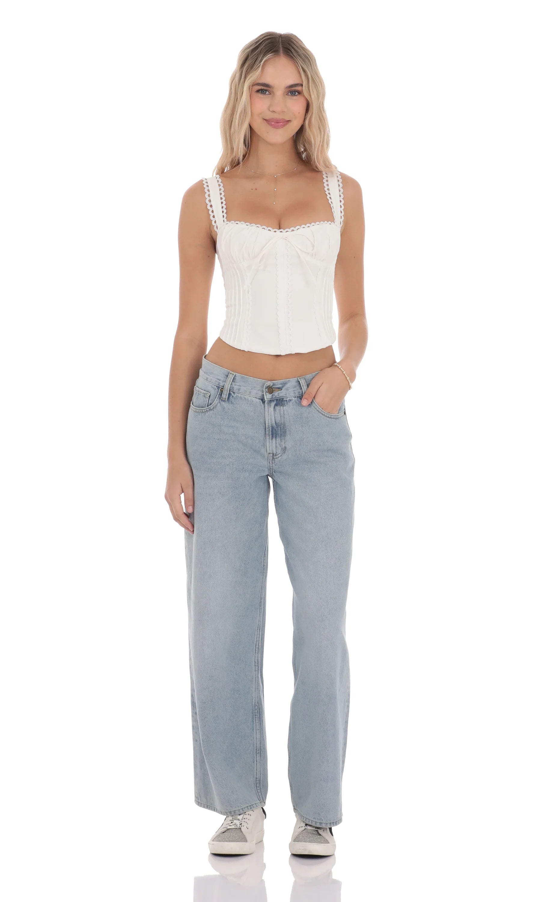 Low Rise Baggy Jeans in Light Blue