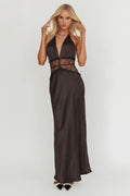 Tarly Lace Waist Halter Maxi Dress Black