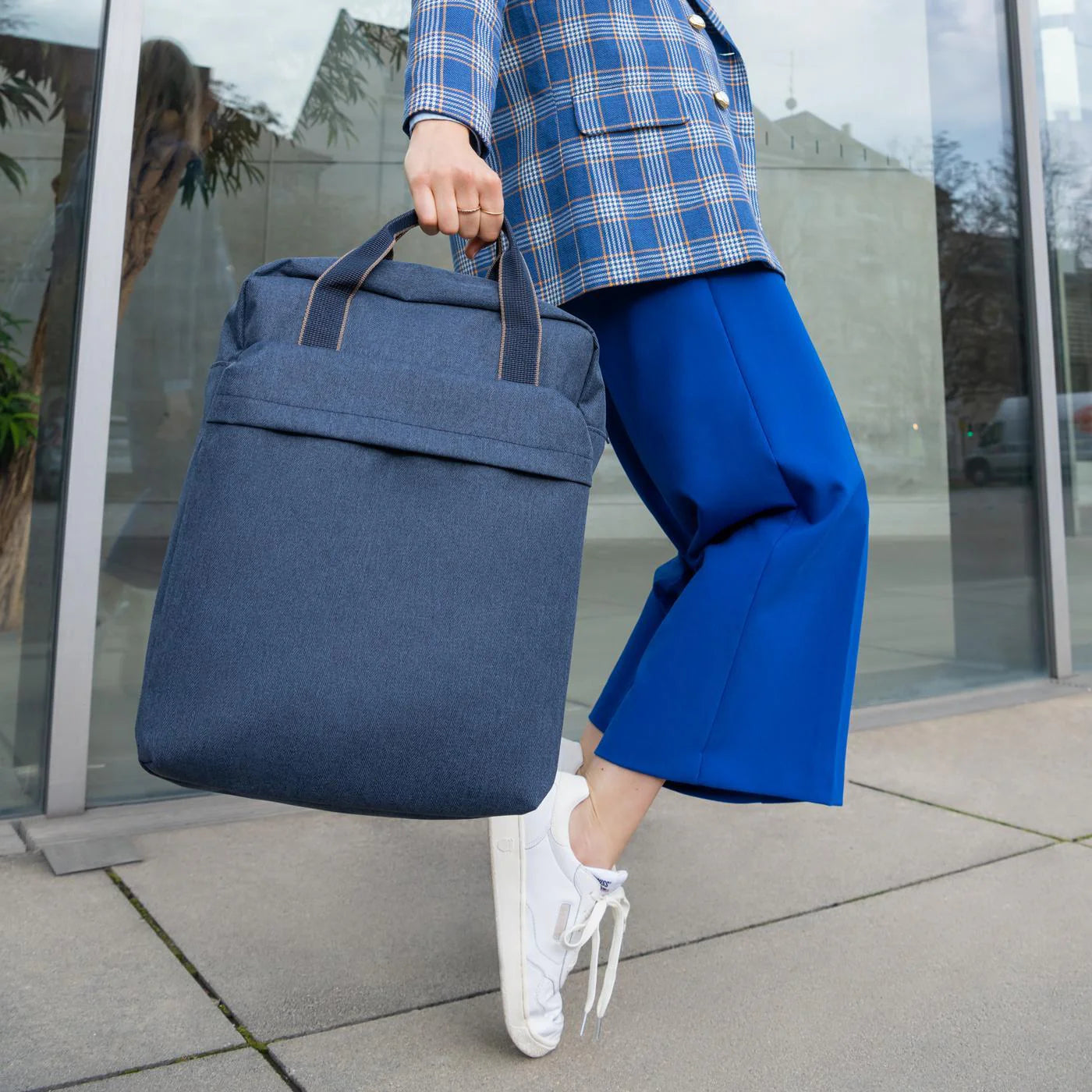 Allday Backpack M Herringbone Dark Blue