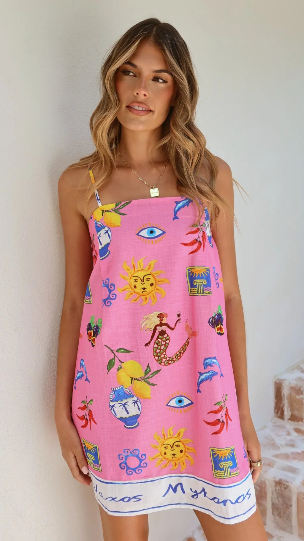 Bethani Mini Dress - Greek Island Print
