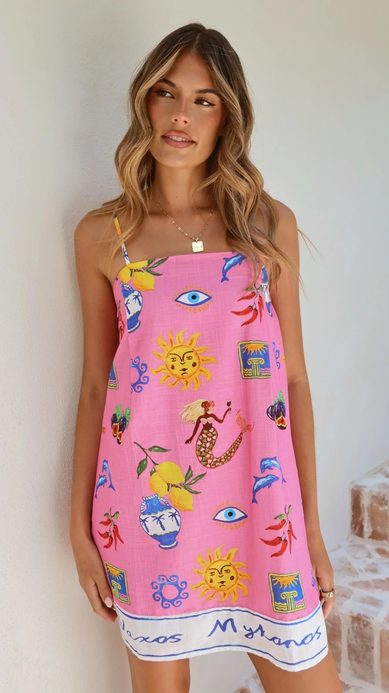 Bethani Mini Dress - Greek Island Print