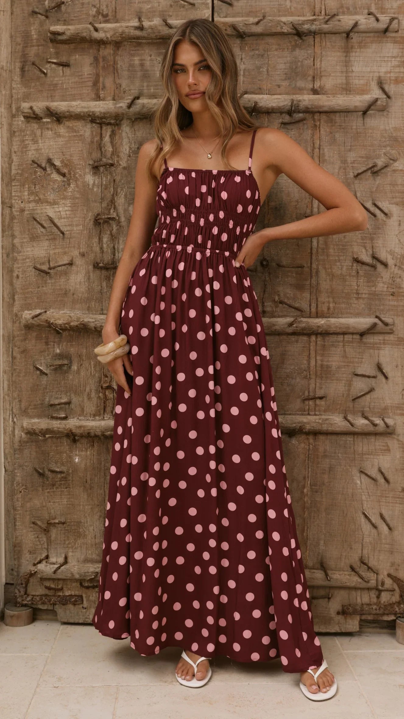 Solare Maxi Dress - Merlo/Marshmallow