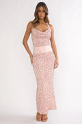 Cabernet Halter Maxi Dress Sequin Pink