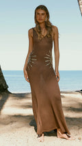 Bianca Sun Sequin Maxi Dress - Brown
