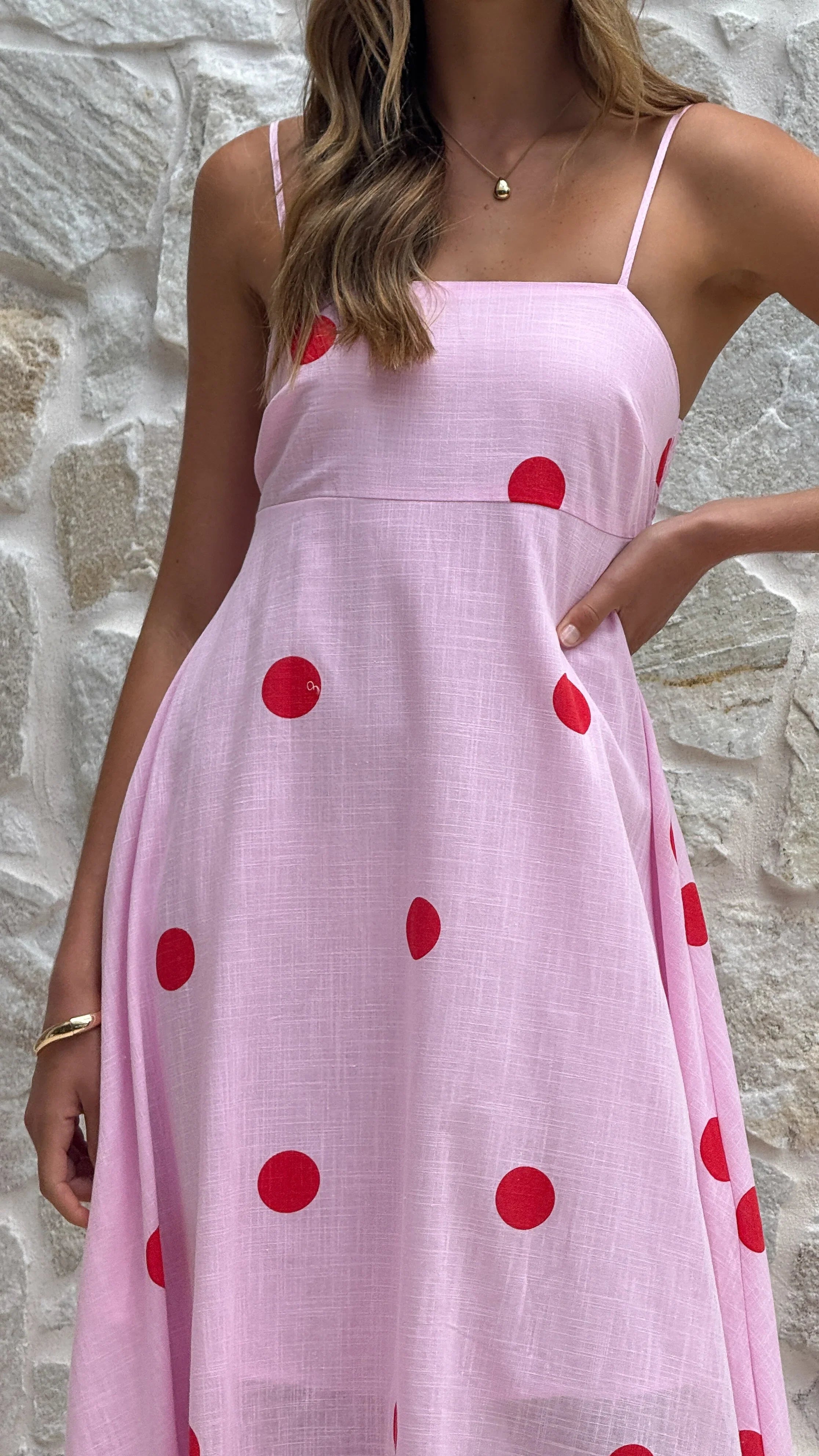 Marcel Maxi Dress - Pink/Red Polka