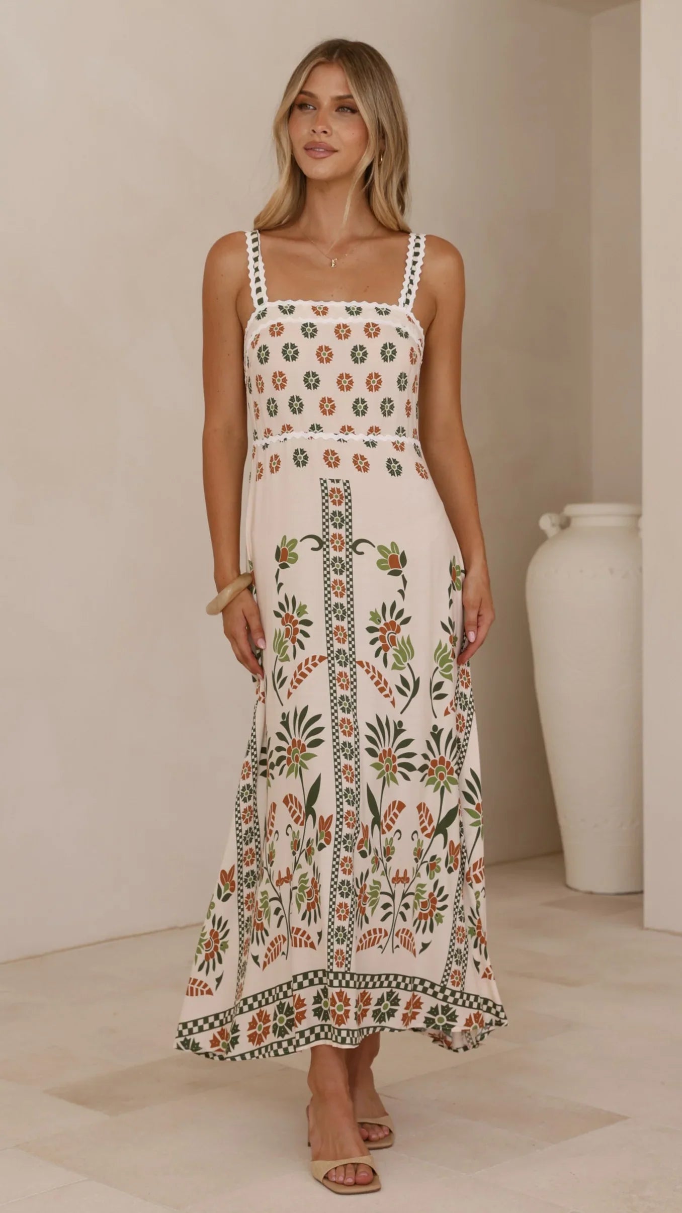 Michaela Maxi Dress - Green Floral