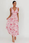 Madara Lace-Up Back Floral Maxi Dress Lilac