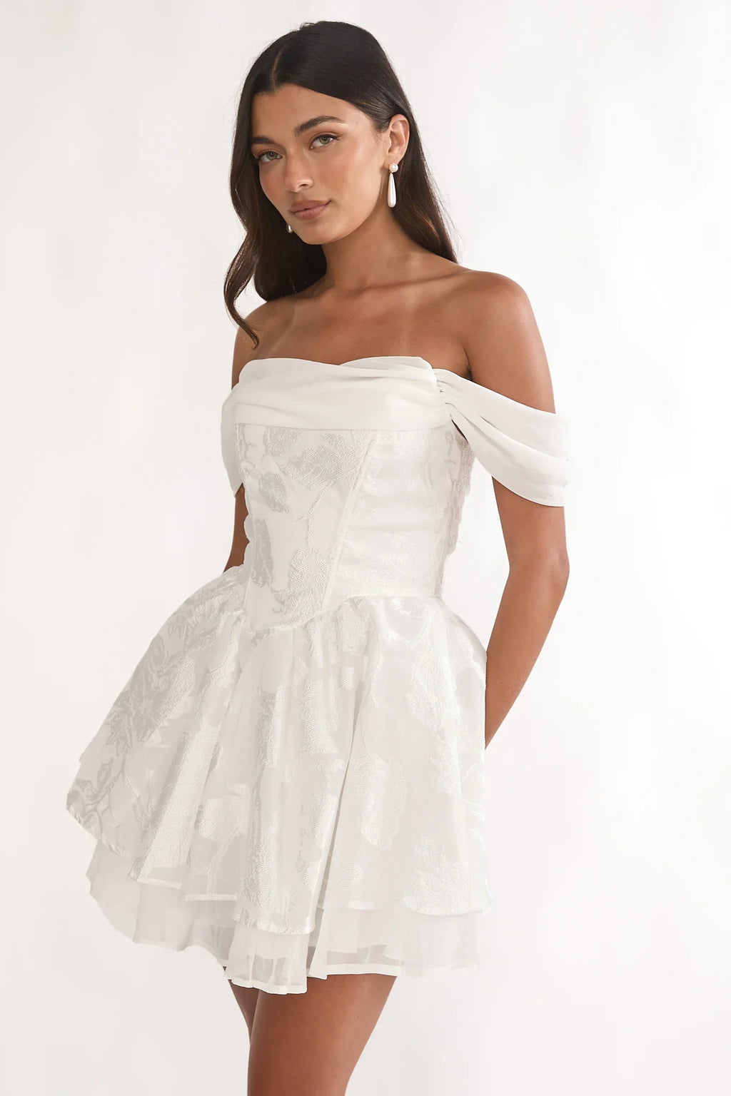 Lusting Off Shoulder Mini Dress White
