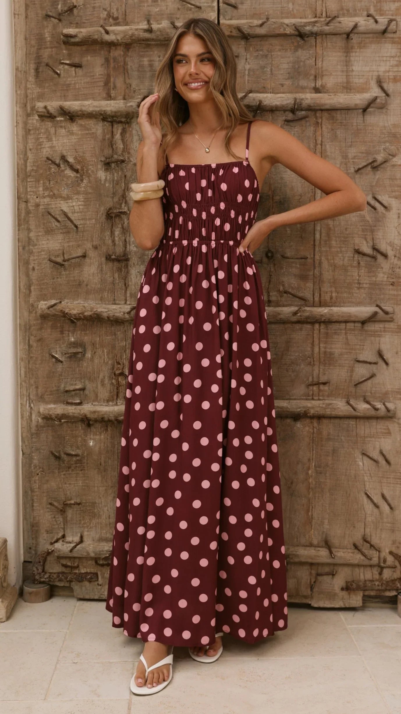 Solare Maxi Dress - Merlo/Marshmallow