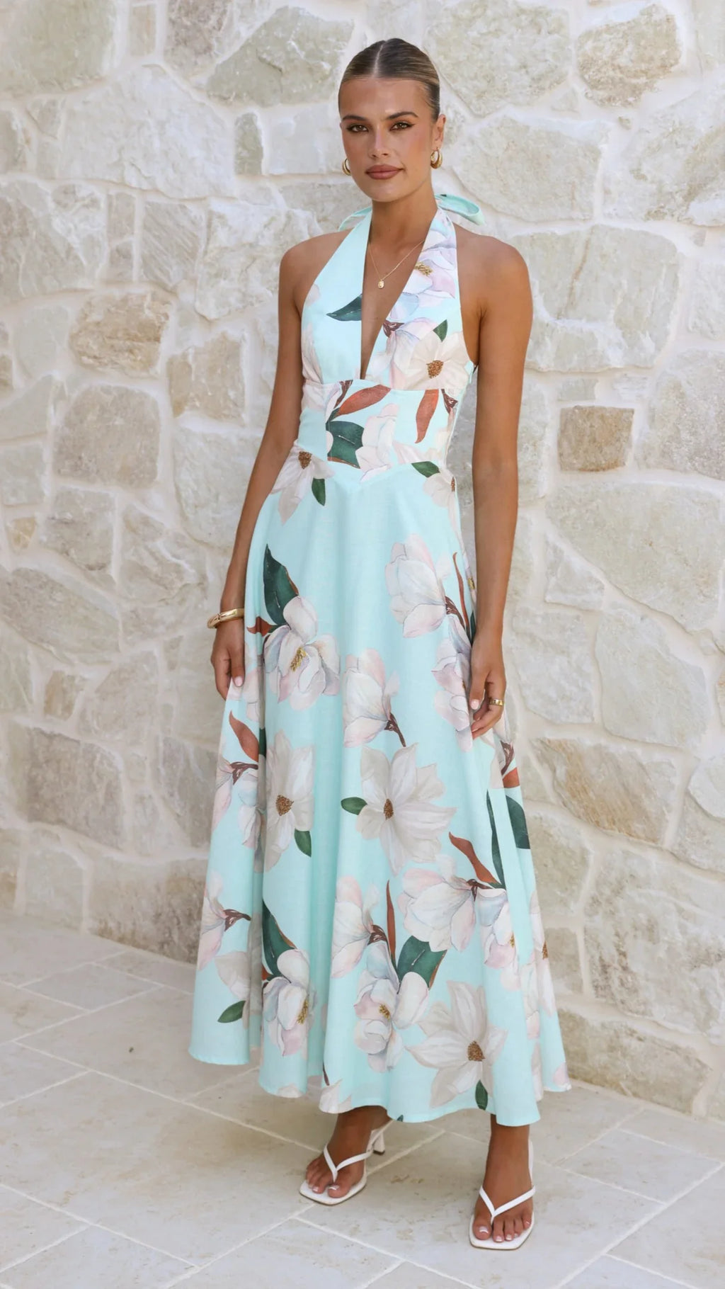 Skye Maxi Dress - Aqua/White Floral