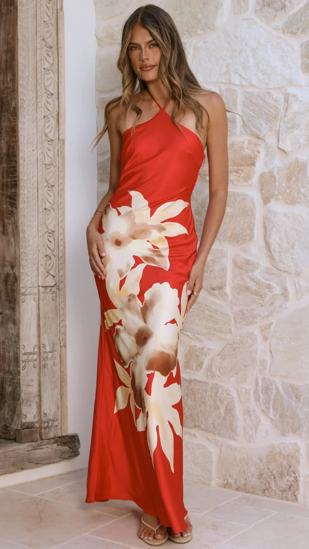 Alora Maxi Dress - Red Floral