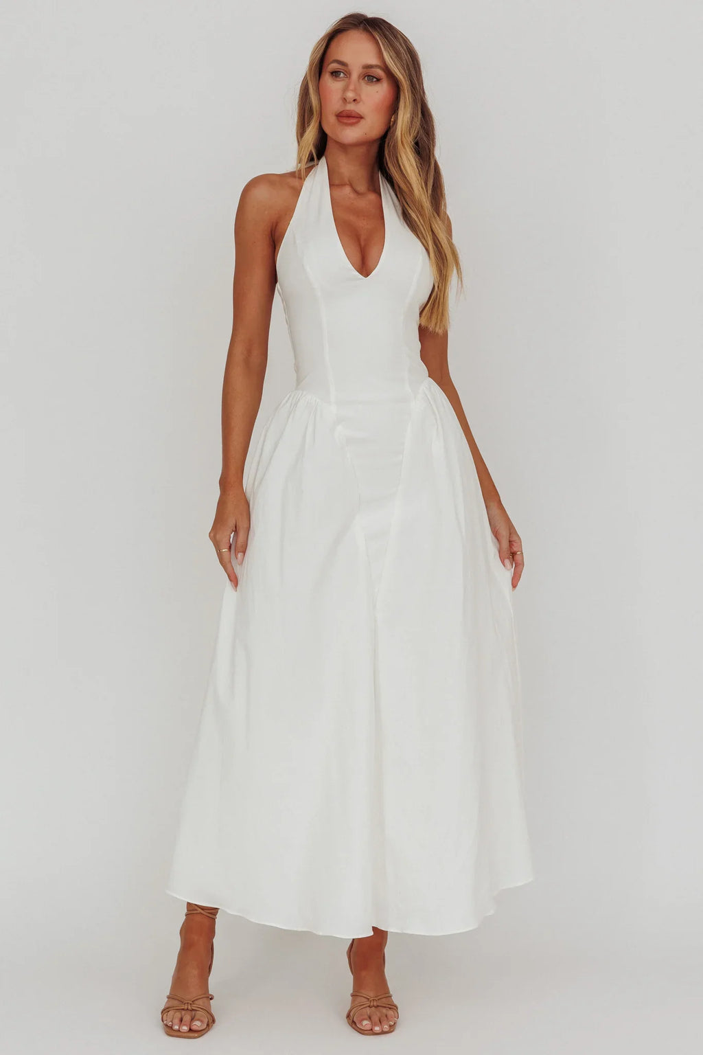 El Corazon Halterneck Maxi Dress Cream