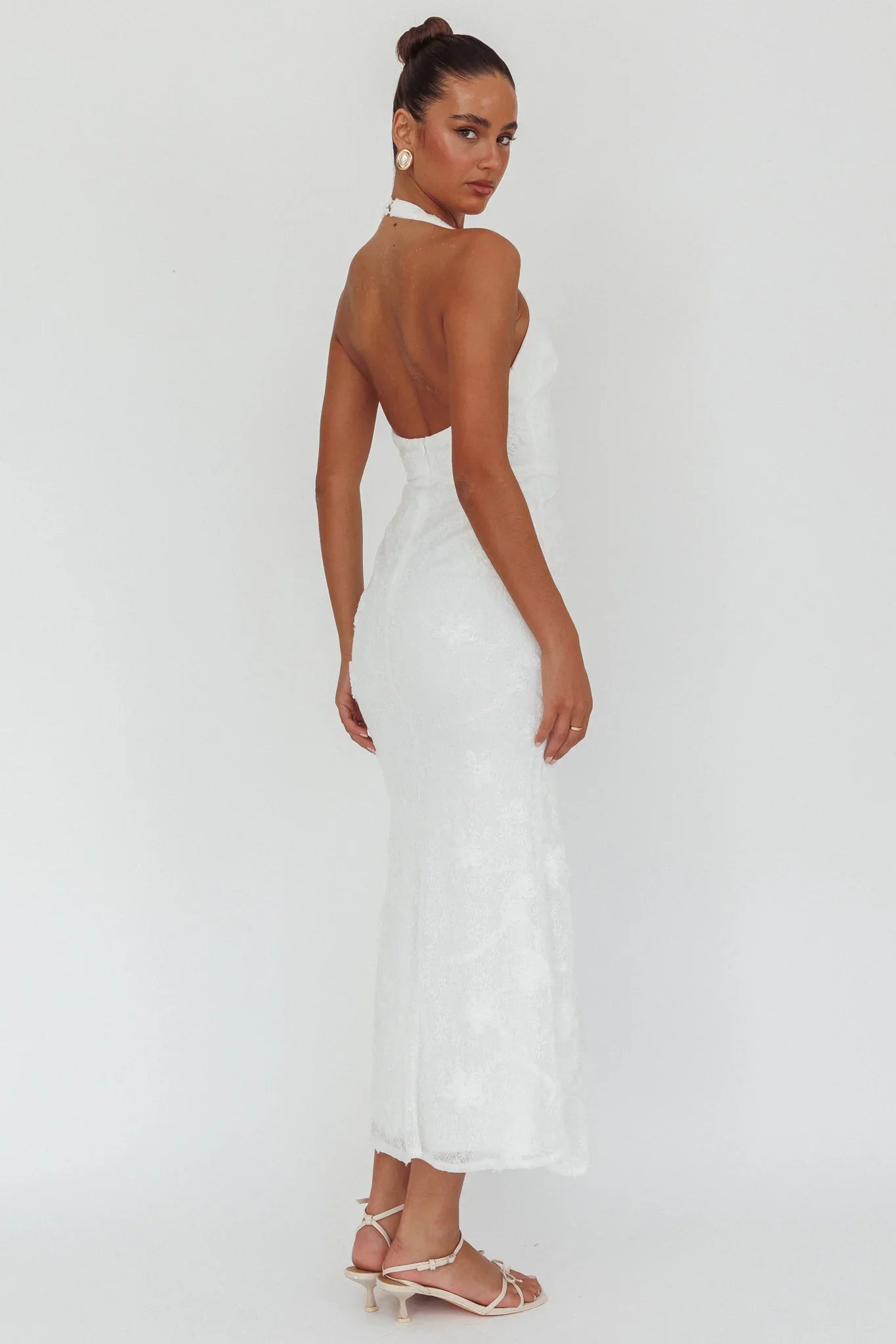 Alisette Halter Split Maxi Dress White